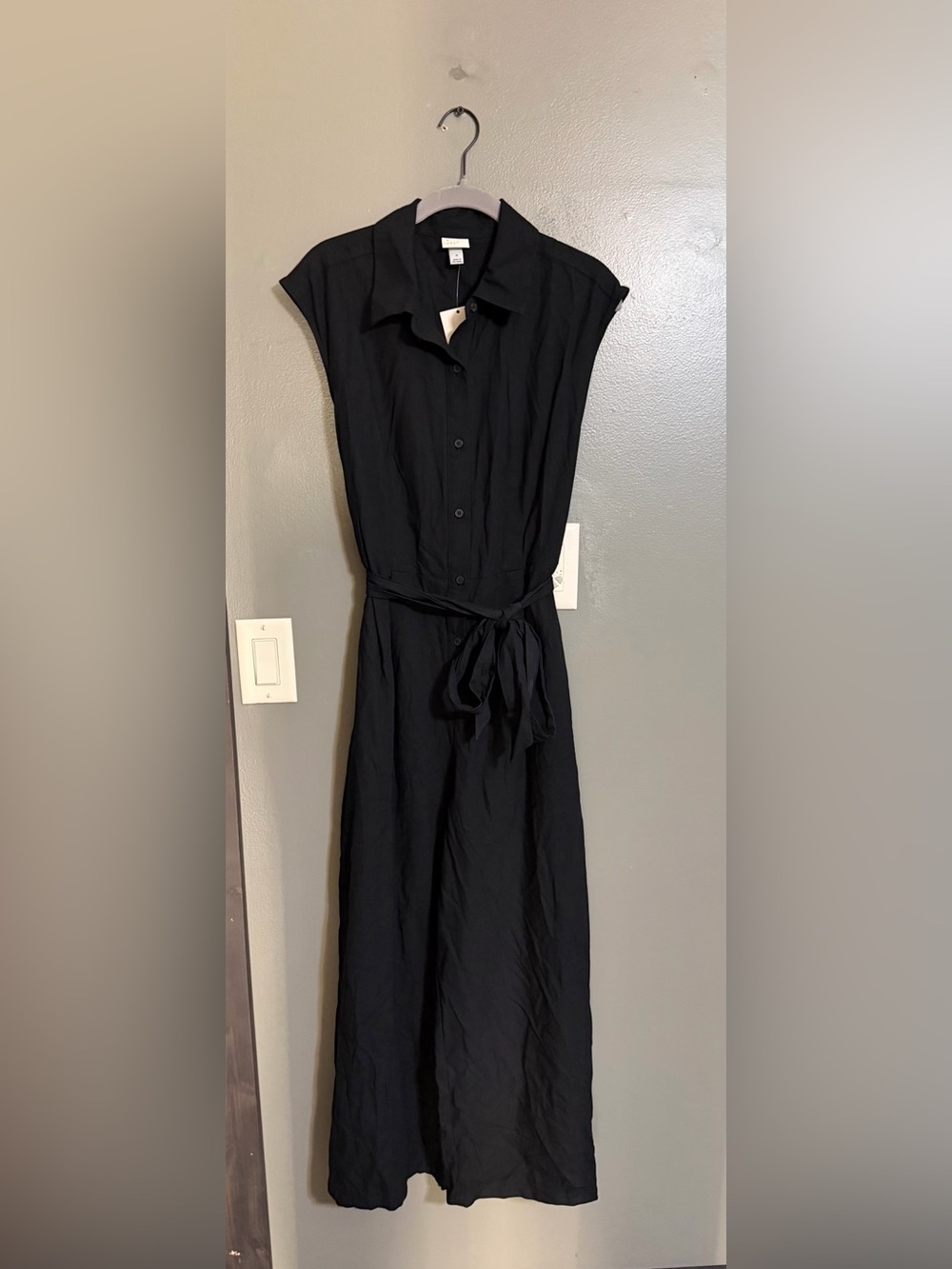 NWT A New Day Black Collared Button Down Jumpsuit Medium